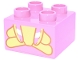 Part No: 3437pb150  Name: Duplo, Brick 2 x 2 with Bright Light Yellow and Dark Orange Bunny Lower Half Pattern