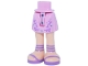 Part No: 35216ac00pb032  Name: Mini Doll Hips and Skirt with Molded Light Nougat Legs and Printed Dark Blue Trim, Metallic Light Blue Dots, Medium Lavender Filigree and Strap Sandals Pattern - Thin Hinge