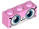 Lot ID: 150895430  Part No: 3622pb074  Name: Brick 1 x 3 with Cat Face Wide Eyes, Smiling Closed Mouth, Dark Pink Hash Lines Pattern (Camouflage Unikitty)