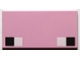 Part No: 87079pb0696  Name: Tile 2 x 4 with 2 White and Black Squares Pattern (Minecraft Pig Eyes)