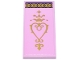 Part No: 87079pb1500  Name: Tile 2 x 4 with Blanket with Dark Purple and Gold Filigree Trim and Heart Pattern (Sticker) - Set 43275