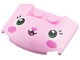 Part No: 93604pb026  Name: Wedge 3 x 4 x 2/3 Triple Curved with Black Eyelashes, Dark Pink Nose and Cheeks Pattern (Kitty Fairy)