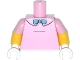 Part No: 973pb1676c01  Name: Torso Simpsons Shirt with Black Collar Outline and Dark Azure Bow Tie Pattern / Yellow Arms with Molded Bright Pink Short Sleeves Pattern / White Hands