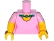 Part No: 973pb2003c01  Name: Torso Simpsons Dress with Round Neckline and Dark Turquoise Necklace Pattern / Yellow Arms with Molded Bright Pink Short Sleeves Pattern / Yellow Hands