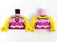 Part No: 973pb4231c01  Name: Torso Female Yellow Shoulders, Pearl Necklace, Magenta Shell and White Sprinkles and Trim Pattern / Yellow Arms / Yellow Hands