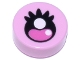 Lego part: Tile, Round 1 x 1 with Black and Dark Pink Eye with Eyelashes and White Highlights Pattern