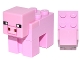 Part No: minepig03a  Name: Minecraft Pig with 2 x 2 Plate (White Snout) - Brick Built