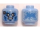 Part No: 3626pb1351  Name: Minifigure, Head Alien with Blue Speckles, White Eyes, Computer Chip on Right Side, Angry Mouth Pattern