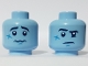 Part No: 3626pb2547  Name: Minifigure, Head Dual Sided Black Raised Eyebrow, Dark Azure Cheek Scar, Nervous / Puzzled Pattern