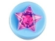 Lot ID: 407197330  Part No: 72046pb01  Name: Tile, Round 1 x 1 x 2/3 with Molded Trans-Dark Pink Star Pattern