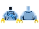 Lot ID: 396022776  Part No: 973pb2680c01  Name: Torso Female Hoodie with White Laces, Blue Scrollwork, Kangaroo Pocket and Back Print Pattern / Bright Light Blue Arms / Yellow Hands
