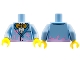 Lot ID: 391127038  Part No: 973pb3074c01  Name: Torso Jacket with Gold Bow Tie and Bright Pink Splotches Pattern / Bright Light Blue Arms / Yellow Hands