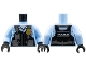 Part No: 973pb3376c01  Name: Torso Police Black Pilot Safety Vest with Police Badge and Dark Bluish Gray Pockets Pattern / Bright Light Blue Arms / Black Hands