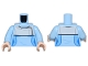 Part No: 973pb5468c01  Name: Torso Female Uniform Top with Medium Blue Side Panels and Light Bluish Gray Shoulder Shawl with Silver Trim Pattern / Bright Light Blue Arms / Light Nougat Hands