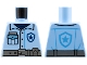 Part No: 973pb5513 Name: Torso Police Shirt with Dark Blue and Medium Blue Star Badge Logo and Pocket and Dark Bluish Gray Belt Pattern Part No: 973pb5513 Name: Torso Police Shirt with Dark Blue and Medium Blue Star Badge Logo and Pocket and Dark Bluish Gray Belt Pattern