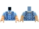 Part No: 973pb6349c01  Name: Torso Blue Checkered Gingham Pinafore Dress over White Shirt Pattern / Light Nougat Arms with Molded Bright Light Blue Sleeves Pattern / Light Nougat Hands
