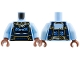 Part No: 973pb6479c01  Name: Torso Dark Blue Do Armor, Gold Trim Pattern / Bright Light Blue Arms / Reddish Brown Hands