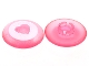 Part No: 45471pb01  Name: Clikits, Icon Round 2 x 2 Large with Pin with White Circle with Heart Cutout Pattern