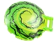 Part No: 18675pb11  Name: Dish 6 x 6 Inverted with Bar Handle with Black and Bright Green Swirl Pattern