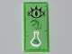 Part No: 3069pb0590  Name: Tile 1 x 2 with Black Goblin Eye and Silver Erlenmeyer Flask with Bright Green Vapors on Yellowish Green Parchment Background Pattern
