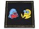 Part No: 10202pb048  Name: Tile 6 x 6 with Bottom Tubes with Yellow PAC-MAN and Medium Blue Ghost (Inky) with Red Eyes and Open Mouth Characters and Yellow Dotted Border Pattern (Sticker) - Set 10323