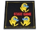 Lot ID: 382035709  Part No: 10202pb049  Name: Tile 6 x 6 with Bottom Tubes with Red 'START GAME' and Yellow PAC-MAN Characters with Medium Blue Eyes and Dotted Border Pattern (Sticker) - Set 10323