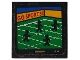 Part No: 11203pb086  Name: Tile, Modified 2 x 2 Inverted with TV Screen with 'GO SPORTS!' and 4 Silhouettes of Minifigures on Rugby Pitch Pattern (Sticker) - Set 10292