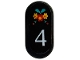 Part No: 1126pb013  Name: Tile, Round 1 x 2 Oval with White Number 4 and Flowers with Leaves Pattern (Sticker) - Set 76451