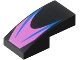 Part No: 11477pb211  Name: Slope, Curved 2 x 1 x 2/3 with 2 Blue Stripes on Dark Pink Chevron Pattern
