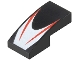 Part No: 11477pb224  Name: Slope, Curved 2 x 1 x 2/3 with 2 Red Stripes on White Chevron Pattern