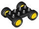 Part No: 12591c02  Name: Duplo Car Base 2 x 4 with Fixed Axles, Black Tires and Yellow Wheels