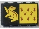Part No: 14718pb014  Name: Panel 1 x 4 x 2 with Side Supports - Hollow Studs with 8 Red Spires and Yellow Badger on Black Background Pattern (Sticker) - Set 75956