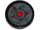 Part No: 14769pb045  Name: Tile, Round 2 x 2 with Bottom Stud Holder with Oscilloscope, Armor Plates and Black and Red Circles Pattern (Sticker) - Set 76027