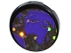 Part No: 14769pb166  Name: Tile, Round 2 x 2 with Bottom Stud Holder with Dark Purple Flat Earth Map Pattern (Sticker) - Set 41130