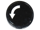 Part No: 14769pb171  Name: Tile, Round 2 x 2 with Bottom Stud Holder with White Curved Arrow on Black Background Pattern (Sticker) - Set 60104