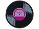 Part No: 14769pb244  Name: Tile, Round 2 x 2 with Bottom Stud Holder with Vinyl Record with Magenta Label Pattern