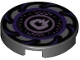 Part No: 14769pb251  Name: Tile, Round 2 x 2 with Bottom Stud Holder with Dark Purple and Silver Saw Blade, Circles in Center Pattern