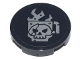 Part No: 14769pb373  Name: Tile, Round 2 x 2 with Bottom Stud Holder with Coffee Cup with Skull, Steam and Metal Rivets Pattern (Sticker) - Set 70840