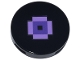 Part No: 14769pb752  Name: Tile, Round 2 x 2 with Bottom Stud Holder with Pixelated Medium Lavender Rectangles and Dark Purple Square Pattern (Minecraft Music Disc / Record)
