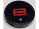 Part No: 14769pb805  Name: Tile, Round 2 x 2 with Bottom Stud Holder with Red Capital Letter B and Dark Bluish Gray Dot with White Highlight Pattern (Sticker) - Set 40769