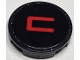 Part No: 14769pb806  Name: Tile, Round 2 x 2 with Bottom Stud Holder with Red Capital Letter C Pattern (Sticker) - Set 40769
