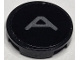 Part No: 14769pb807  Name: Tile, Round 2 x 2 with Bottom Stud Holder with Dark Bluish Gray Capital Letter A Pattern (Sticker) - Set 40769