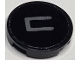 Part No: 14769pb809  Name: Tile, Round 2 x 2 with Bottom Stud Holder with Dark Bluish Gray Capital Letter C Pattern (Sticker) - Set 40769