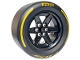Part No: 15038c06pb02  Name: Wheel 56mm D. x 34mm Technic Racing Medium, 6 Pin Holes with Black Tire 81.6mm D. x 44mm Smooth with Yellow 'PIRELLI', 'P ZERO' and Arcs Pattern (15038 / 4410pb02)