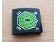 Part No: 15068pb251  Name: Slope, Curved 2 x 2 x 2/3 with Lime Heptagon and Spider Fangs Symbols Pattern (Sticker) - Set 70130