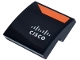 Part No: 15068pb634R  Name: Slope, Curved 2 x 2 x 2/3 with White 'CISCO' and Bridge Logo and Orange Angled Panel Pattern Model Right Side (Sticker) - Set 77251