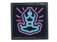 Lot ID: 398643287  Part No: 15210pb088  Name: Road Sign 2 x 2 Square with Open O Clip with Medium Azure and Bright Pink Ronin's Pawn Shop Logo Pattern (Sticker) - Set 71741