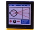 Part No: 15210pb125  Name: Road Sign 2 x 2 Square with Open O Clip with Eyeball and Red Dotted Lines, Plus Sign, and Minus Sign on White Monitor Screen Pattern (Sticker) - Set 60204