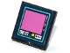 Part No: 15210pb200  Name: Road Sign 2 x 2 Square with Open O Clip with Dark Blue Computer Screen, Dark Pink Square and Medium Azure Border Pattern (Sticker) - Set 41731