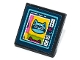 Part No: 15210pb201  Name: Road Sign 2 x 2 Square with Open O Clip with Dark Blue Computer Screen, Raccoon with Eye Mask and Medium Azure Border Pattern (Sticker) - Set 41731